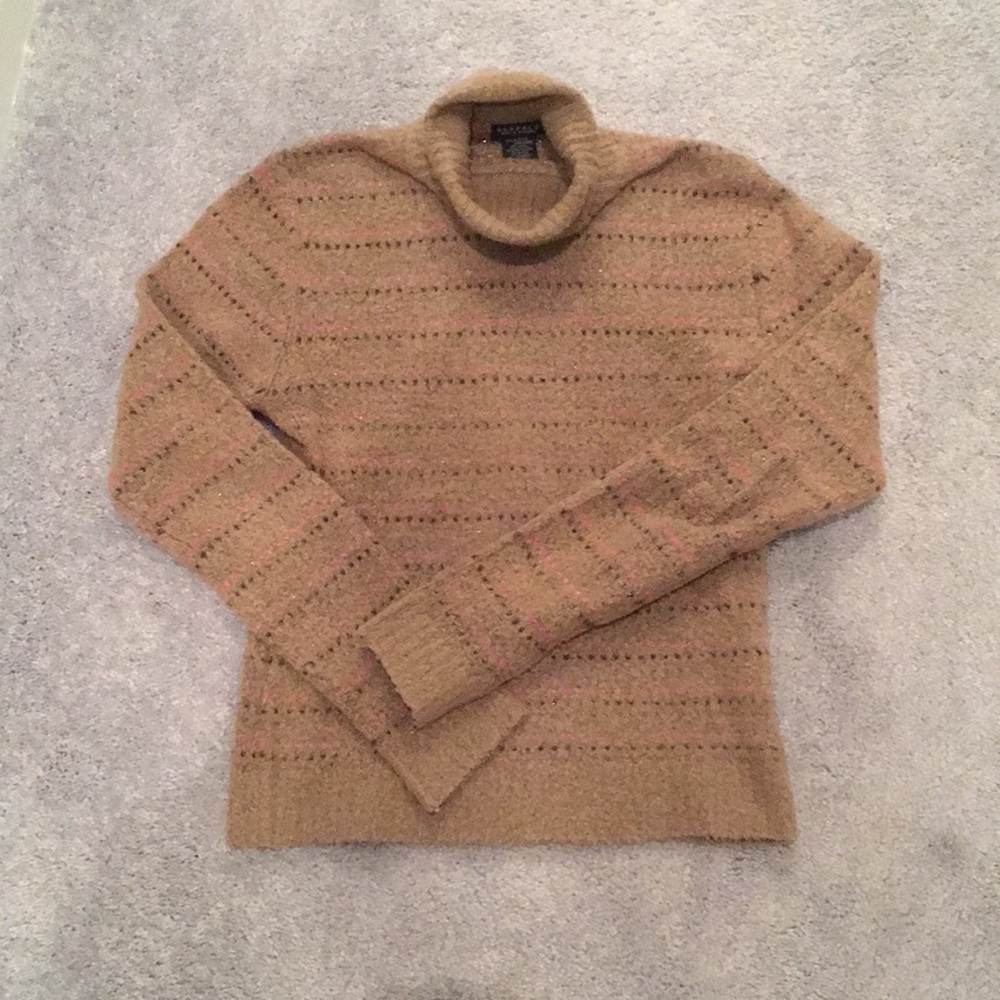 Buffalo Light Brown Striped Turtleneck Sweater